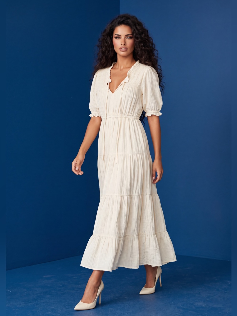 Sweet Wanderer Cream Tiered Maxi Dress